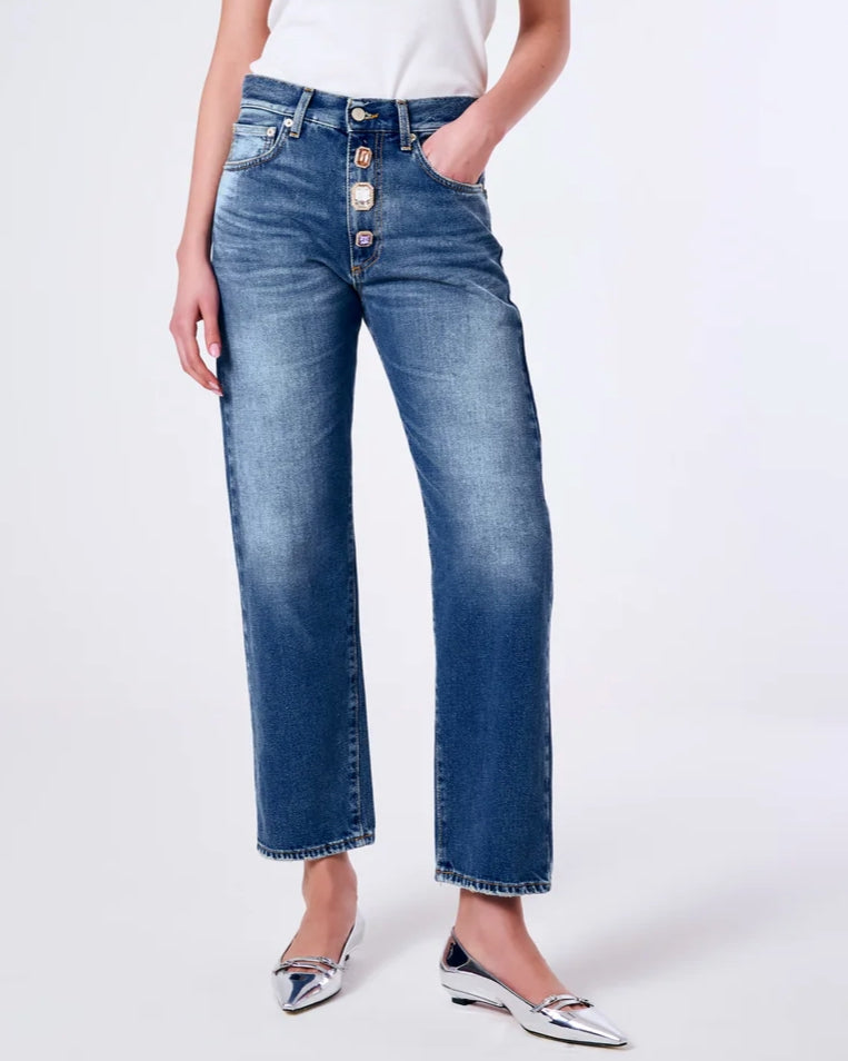 Jeans ZOE mit Schmuckknöpfen Denim Blue