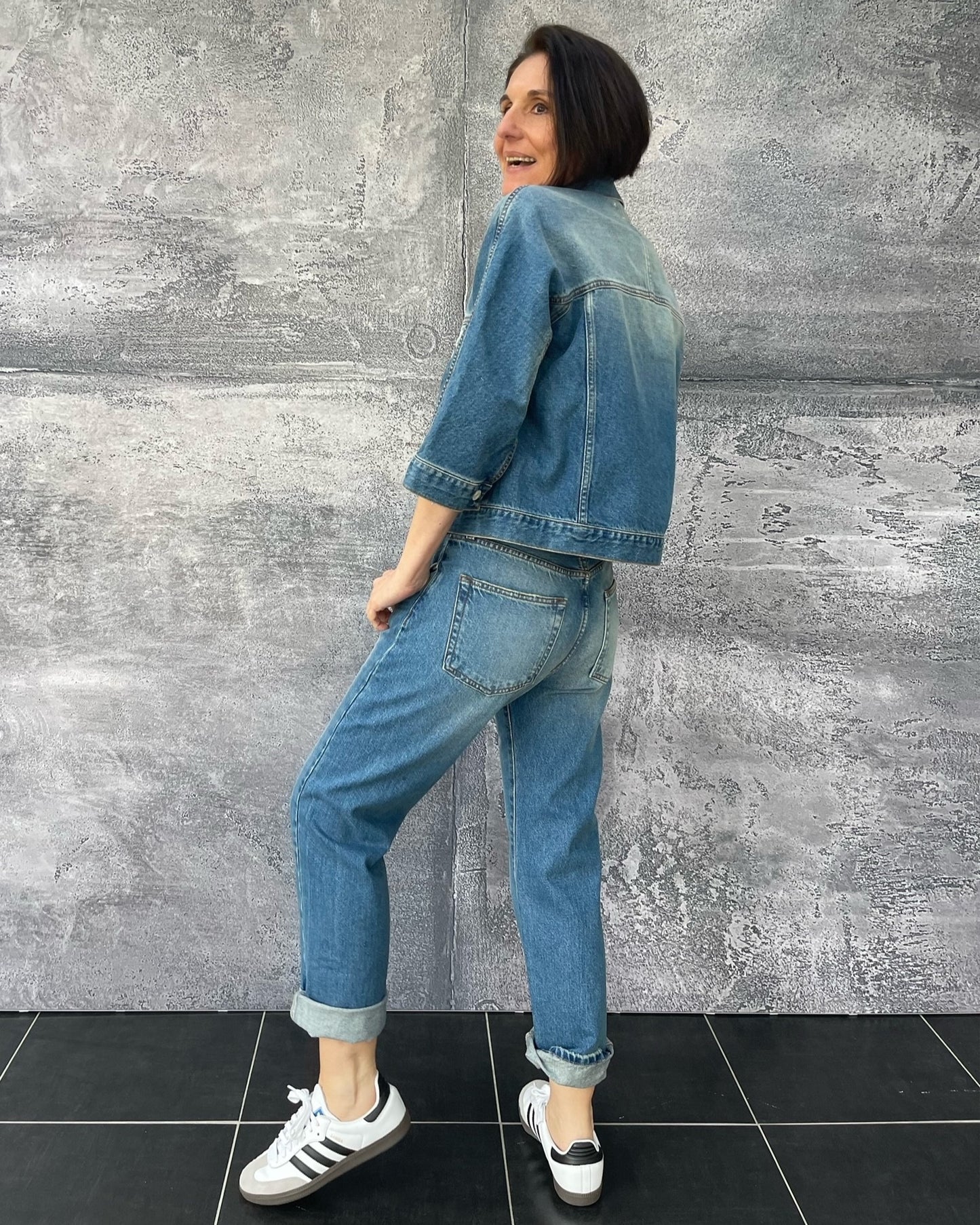 Jeans ZOE mit Schmuckknöpfen Denim Blue