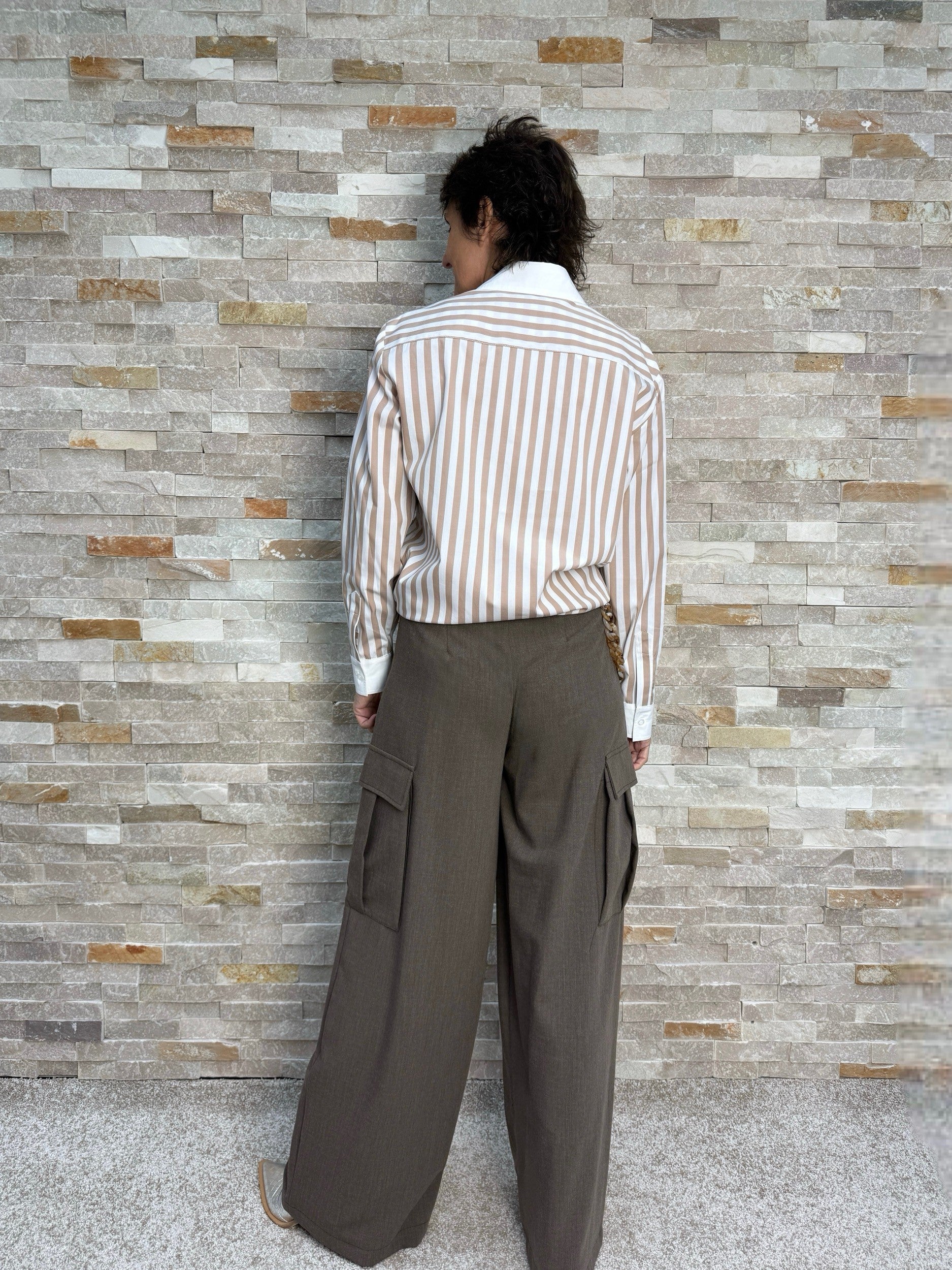 Light brown wide-leg cargo pants