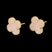 Ohrringe Kleeblatt Gold Rosa