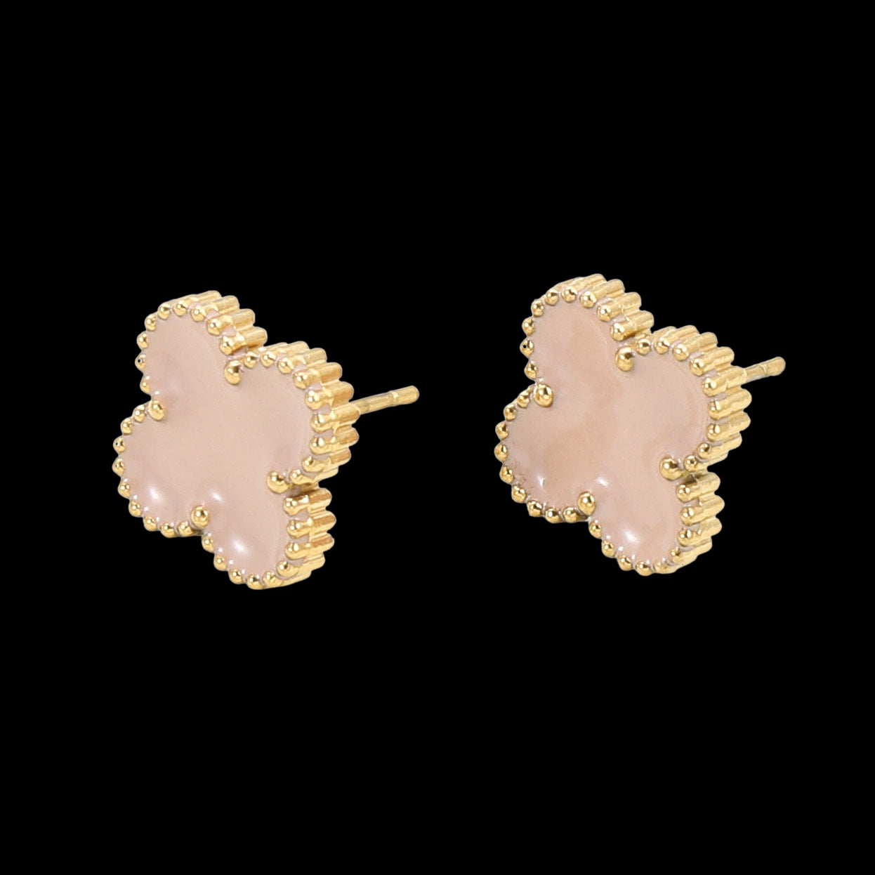 Ohrringe Kleeblatt Gold Rosa