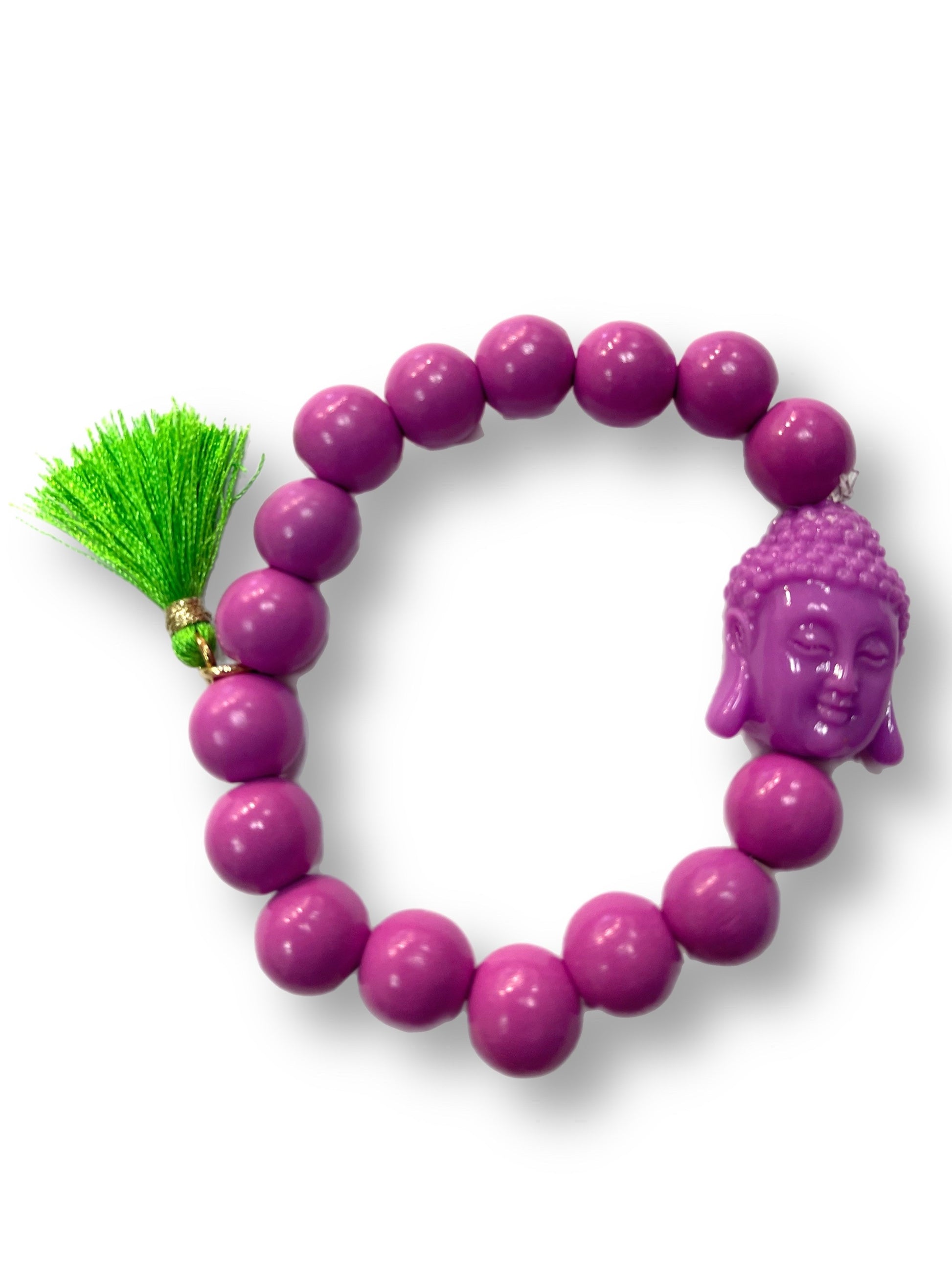 Armband Holzperlen Buddha Lila mit Grün