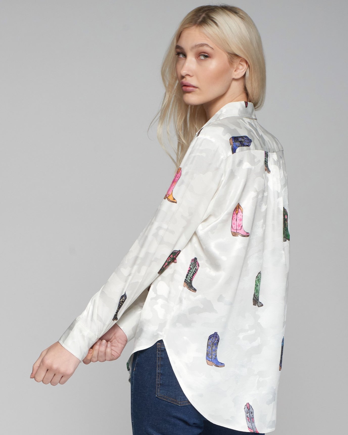 Bluse mit Cowboy Print