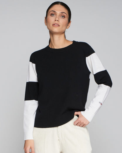 Statement Pullover LOST mit Schrift am Rücken Schwarz-Weiß