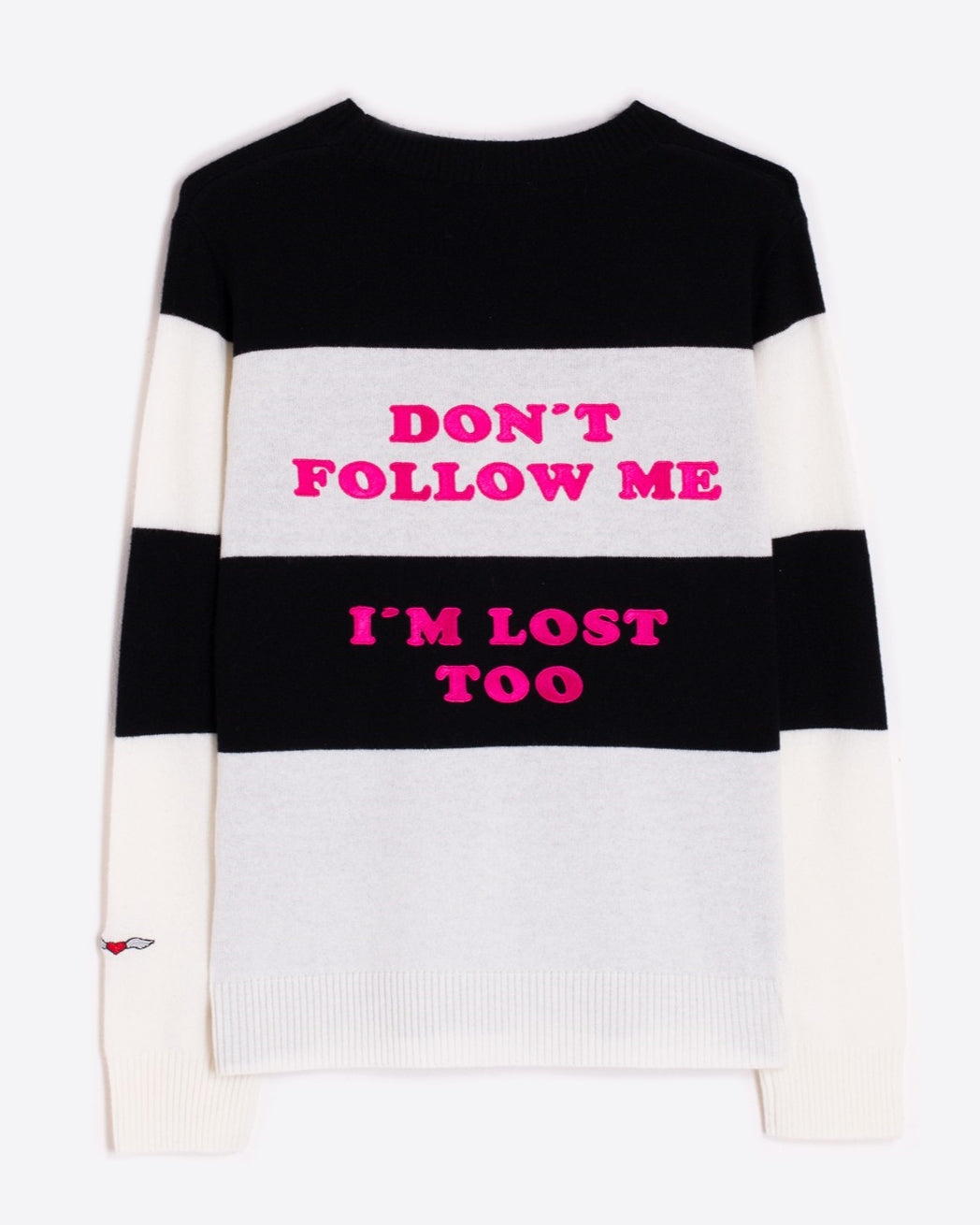 Statement Pullover LOST mit Schrift am Rücken Schwarz-Weiß