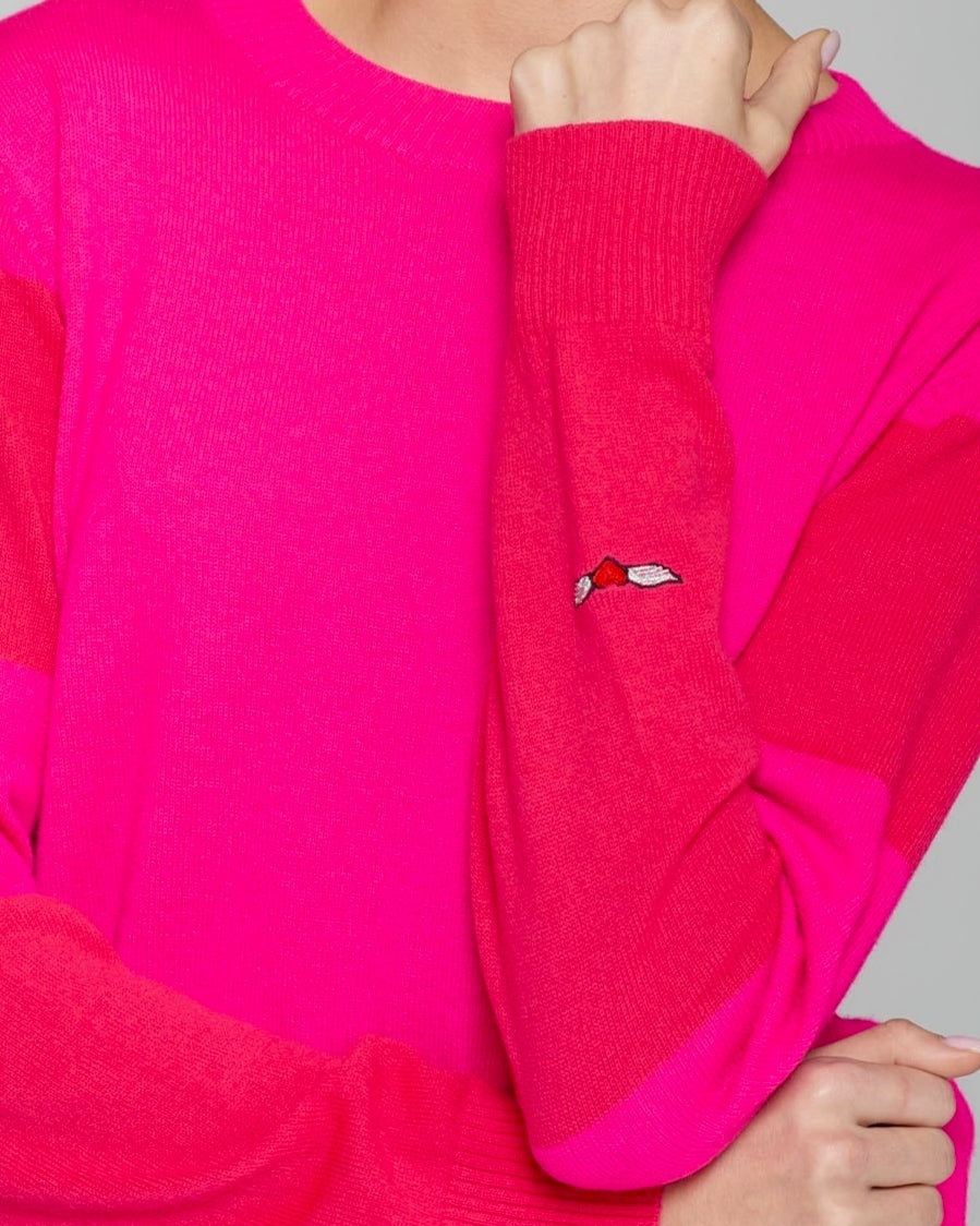 Statement Pullover LOST mit Schrift am Rücken Pink-Rot