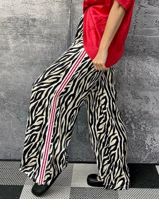 Zebra Viskose Hose mit Seitenstreifen