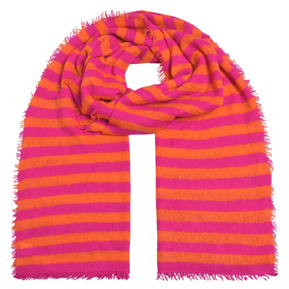 Cashemere Schal mit Streifen Pink Orange