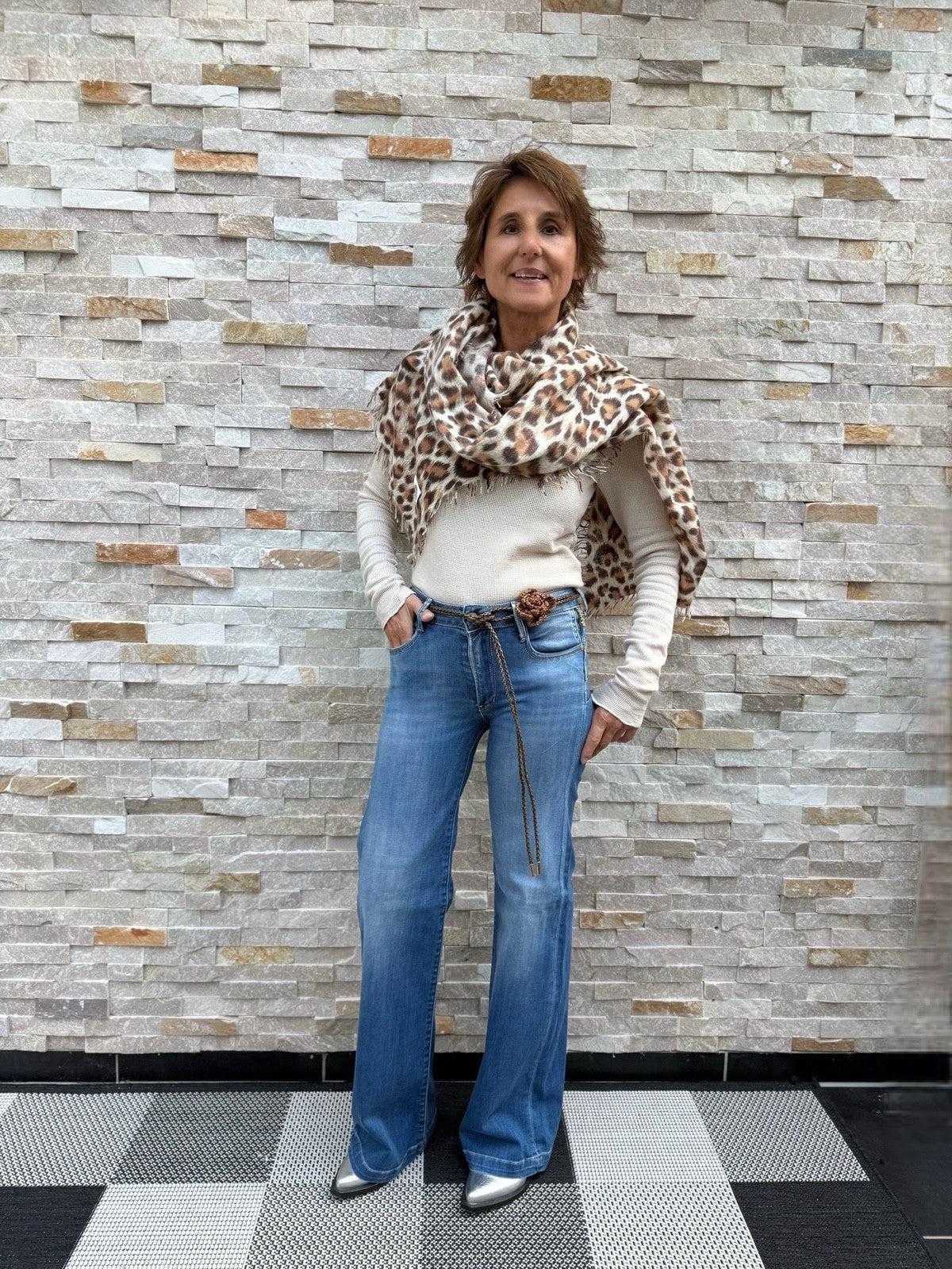 Jeans HIGH FLARE BARCY in Mittelblau