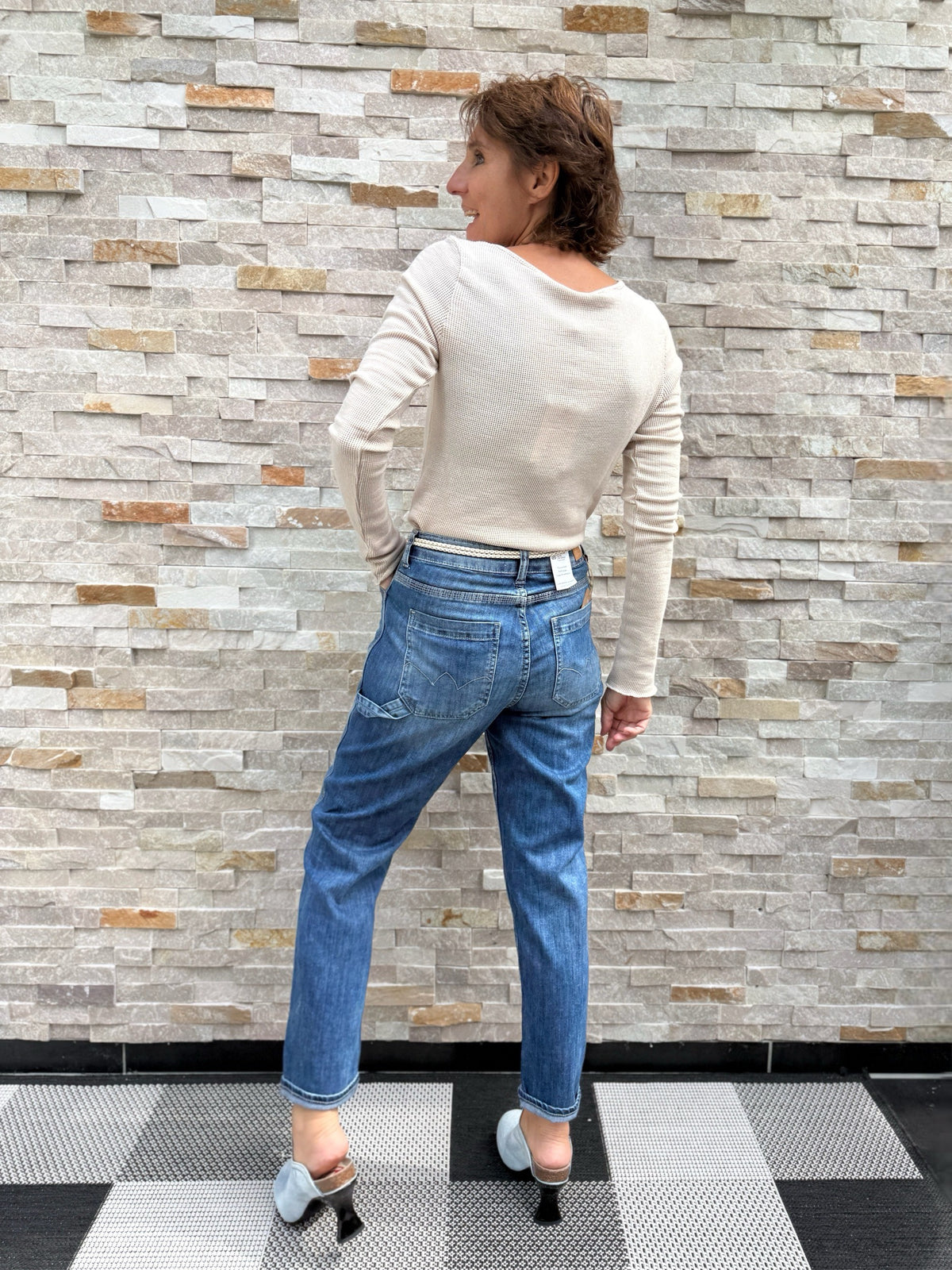 Jeans UNION with patch pockets medium blue