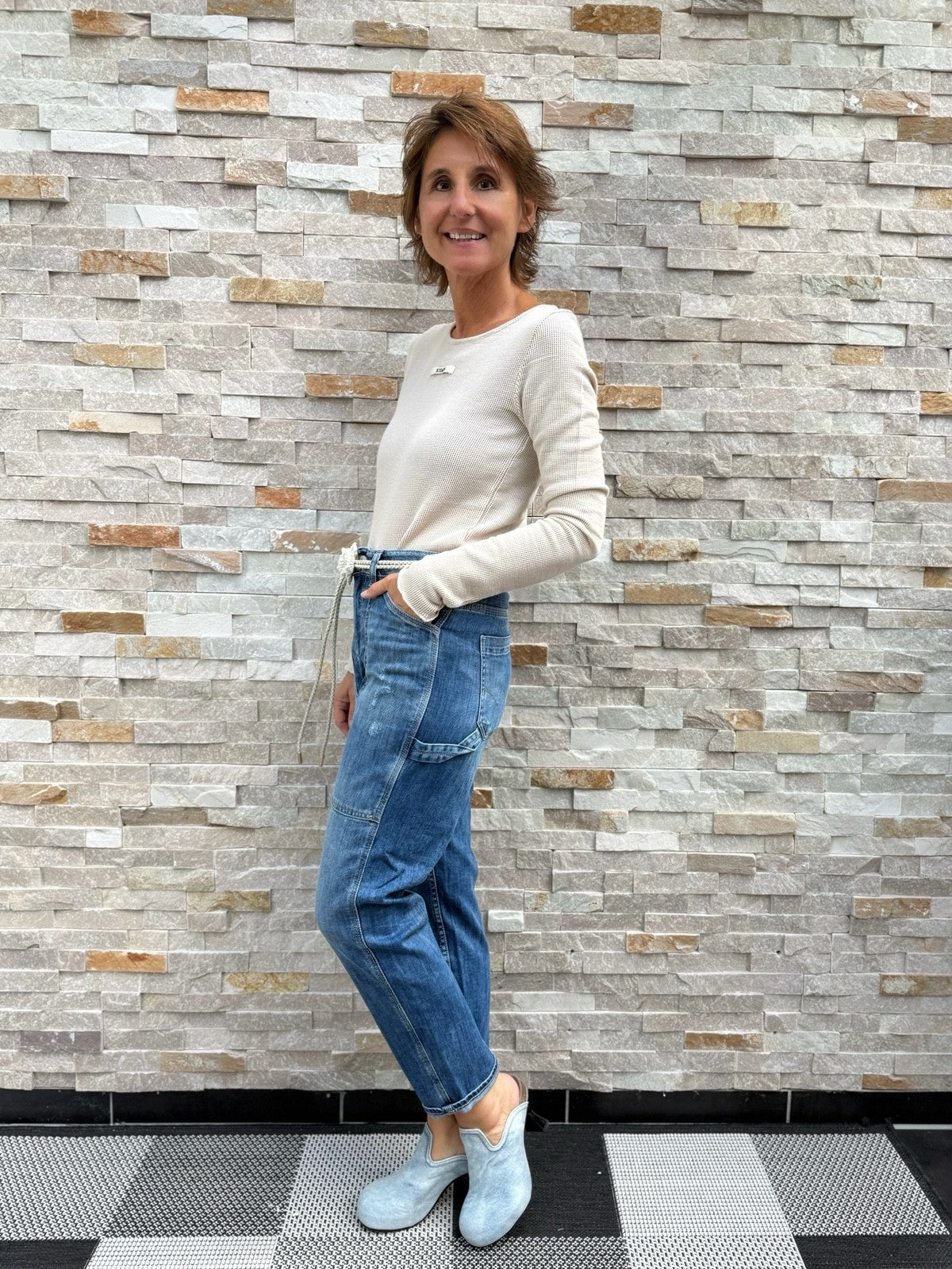 Jeans UNION with patch pockets medium blue
