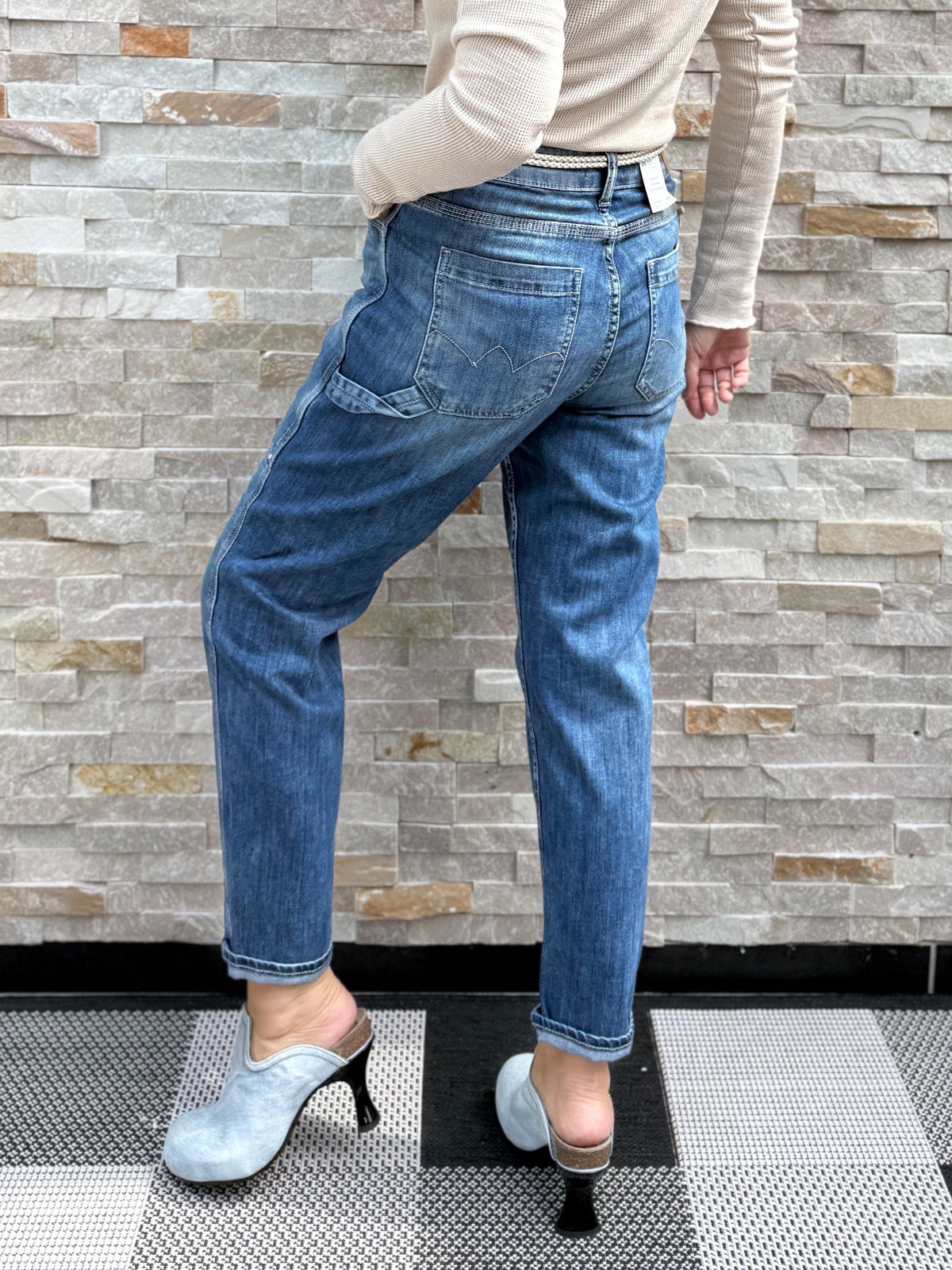 Jeans UNION with patch pockets medium blue