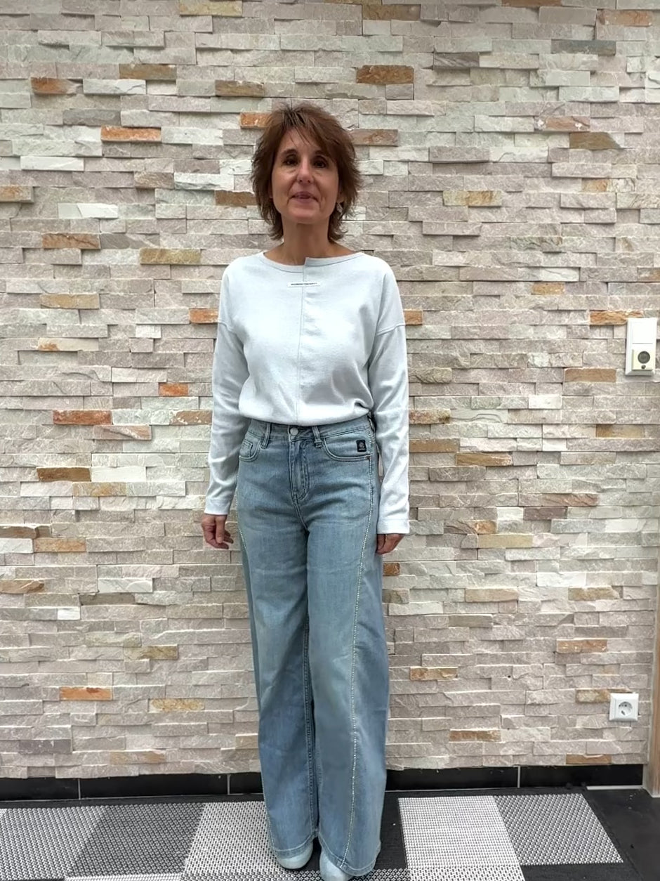 Video laden: Langarm Lurex T-Shirt Silber