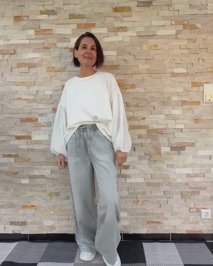 Video laden: Hose Silka in Jeansoptik Marble Grey