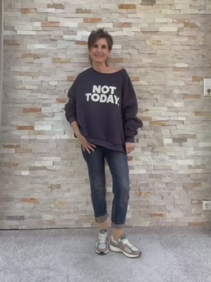 Video laden: Sweatshirt OUGIV mit Druck NOT TODAY in Charcoal