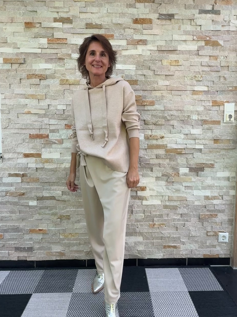 Video laden: Strick Hoodie mit Intarsien OPTIMIST Beige Melange