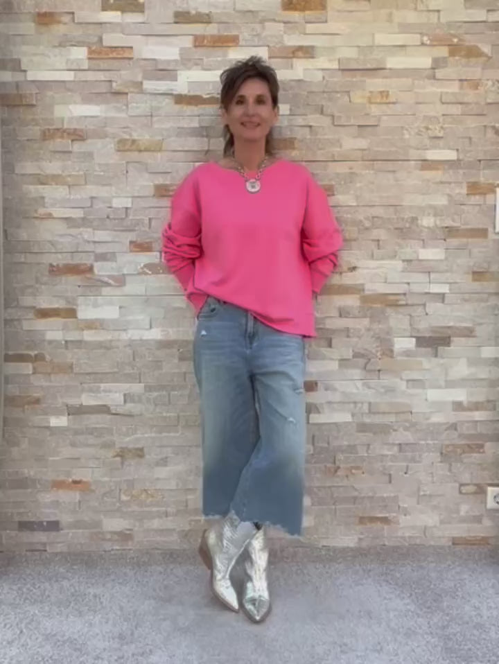 Video laden: Sweatshirt ROSE mit Rüschendetail in Pink Lemonade