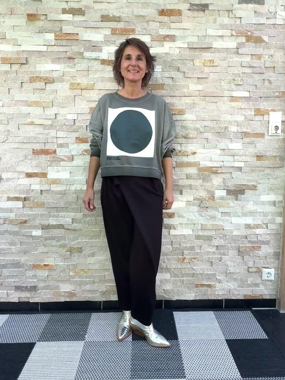 Load video: Jersey pants with wrap waistband black