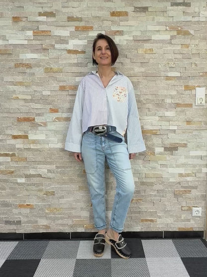 Kurze Bluse Muster-Streifen-Mix