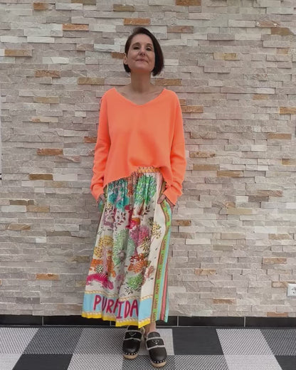 Sweatshirt Bio Baumwolle mit Palme in Orange