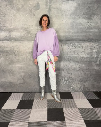 Sweatshirt mit Blusenärmel in Lila