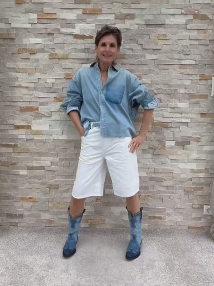 Load video: Denim Bermuda PL:OU opticwhite