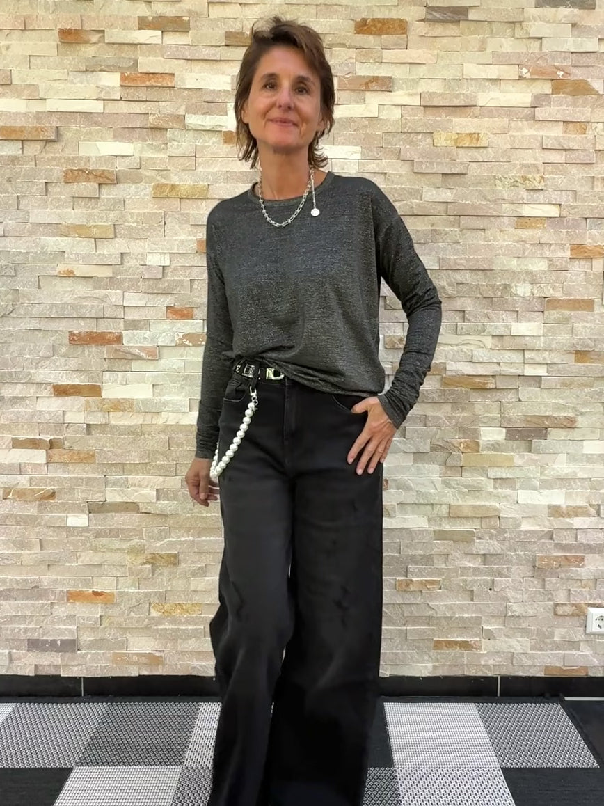 Load video: Jeans KALEA in ebony black wash