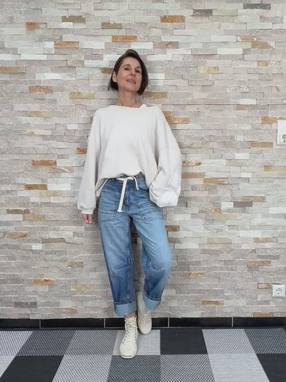 Jeans MADIE loose fit mit Kordel Middle Blue