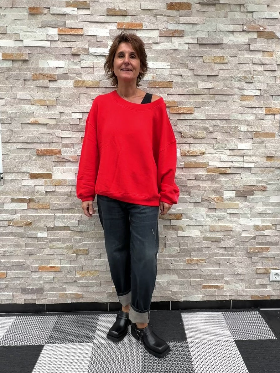 Video laden: Oversized Sweatshirt Sky Dreaming Rot mit Pink