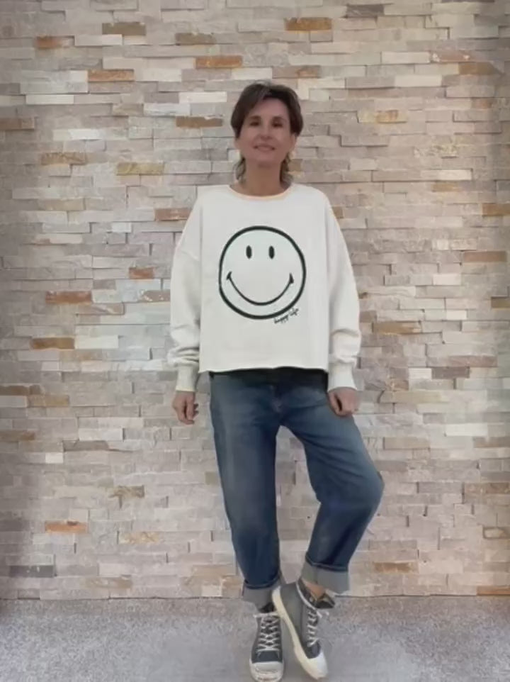 Load video: Sweatshirt SUPERCOOL in Silver Melange mit Pine