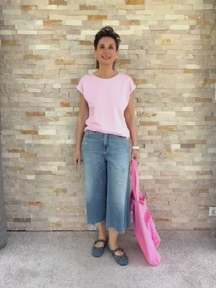 Video laden: T-Shirt ohne Ärmel Rückendruck SARDINES in Light Pink