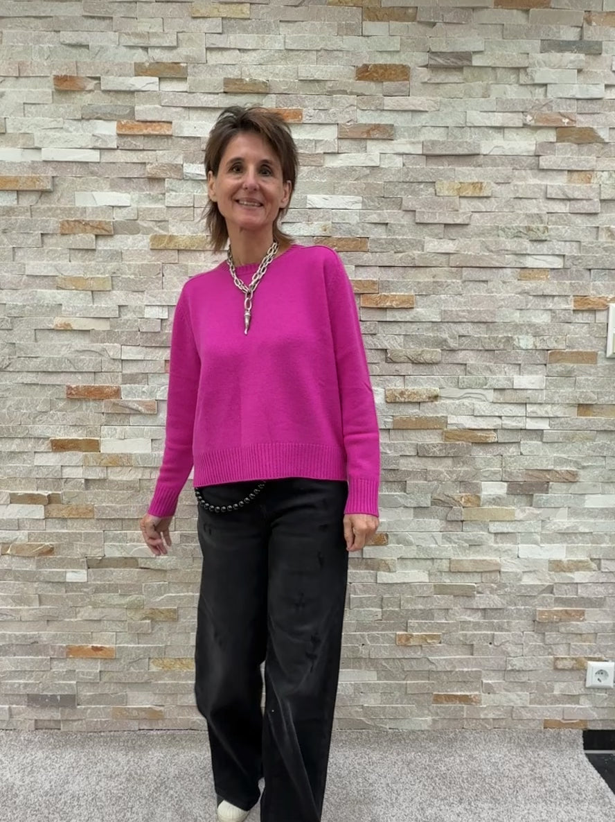 Video laden: Kurzer Cashmere Pullover in Pink