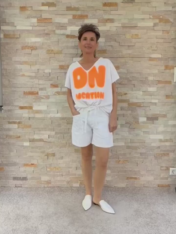 Video laden: Jeans Shorts MADO mit Tunnelzug in Weiß