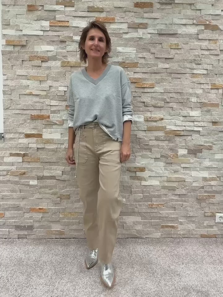 Load video: O-Shape Jeans ISABELLA Color Denim in Tan