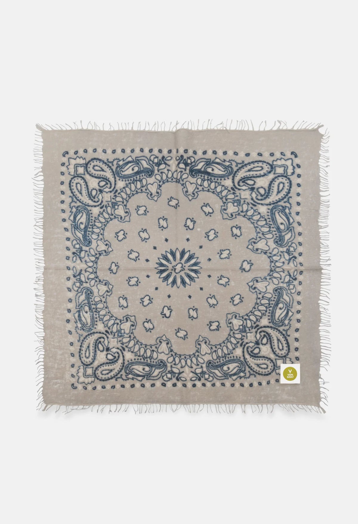 Bandana Paisley I mit Fransen in Taupe - blau