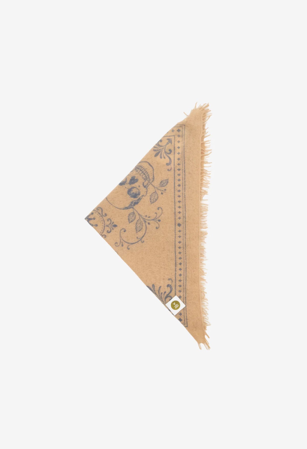 Bandana Kaschmir Skulls Sand/Blue mit Fransen