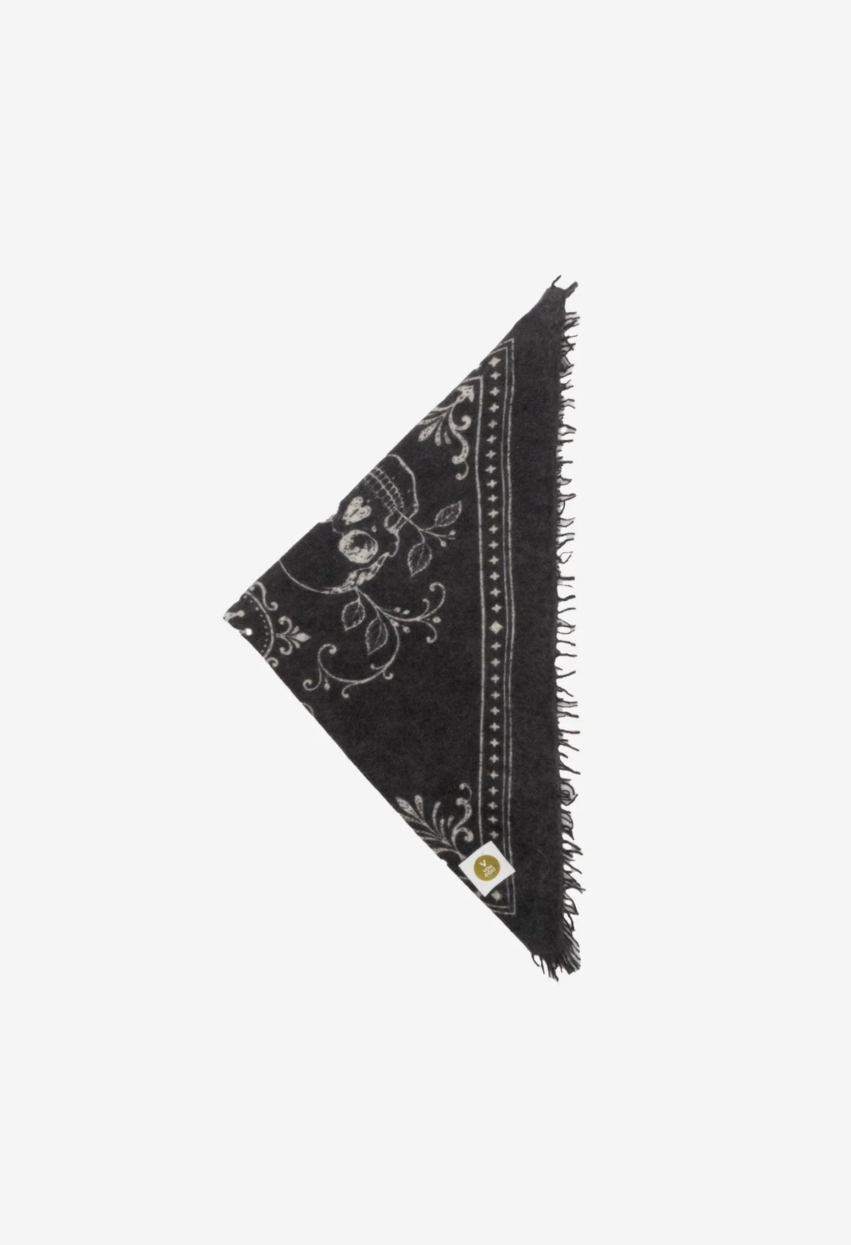 Bandana Kashmir Skulls Black/White mit Fransen